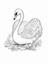 Swan coloring Page sketch template