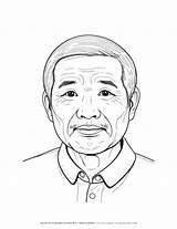 Detailed Old Chinese Man Portrait Coloring Page  Front View sketch template