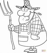 Happy Farmer Man Carrying A pitchfork coloring Page  Free Printable sketch template
