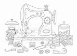 Coloring Page Sewing Machine Stock Vector  Illustration Of needle sketch template