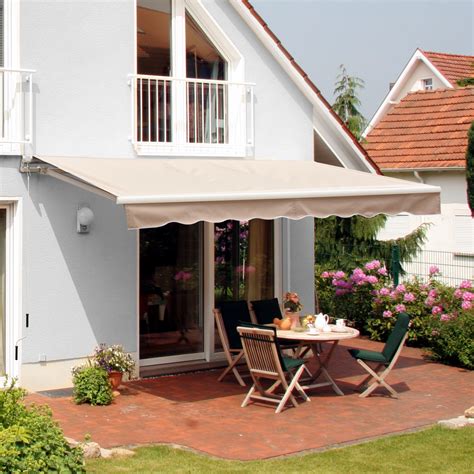 Outsunny 2 5 X 2m Patio Awning Manual Retractable Shade Outdoor Canopy ...