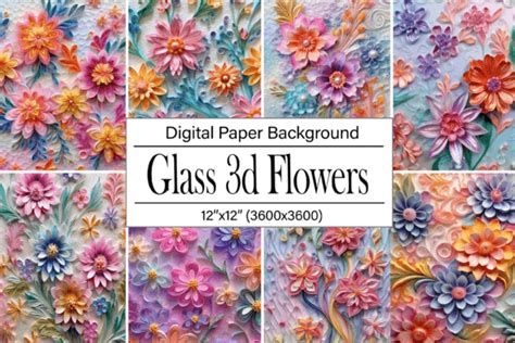 Glass 3d Flowers Graphic by Wow Art · Creative Fabrica