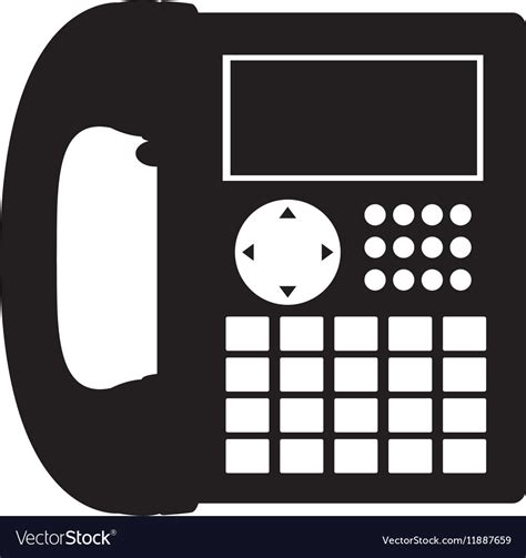 Black silhouette office telephone with wired Vector Image