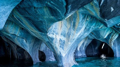 Natural landmark Marble Caves (Cuevas de Marmol ) on General Carrera ...