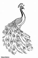 Easy peacock For coloring sketch template