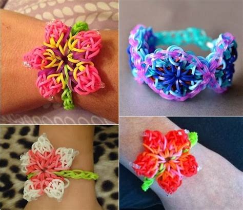 How to DIY Hibiscus Flower Rainbow Loom Pattern Bracelet