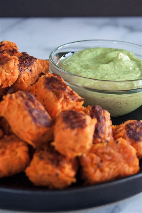 Sweet Potato Tater Tots & Avocado Green Goddess Dipping Sauce | Recipe | Sweet potato tater tots ...