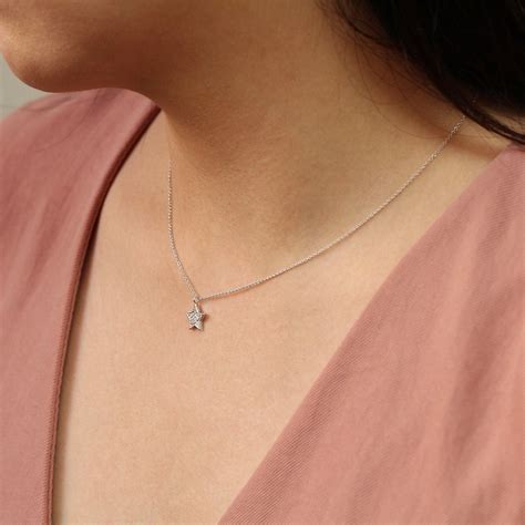 Diamond Star Necklace, Star Pendant Diamond Necklace, 14k Solid Gold Star Diamond Necklace ...