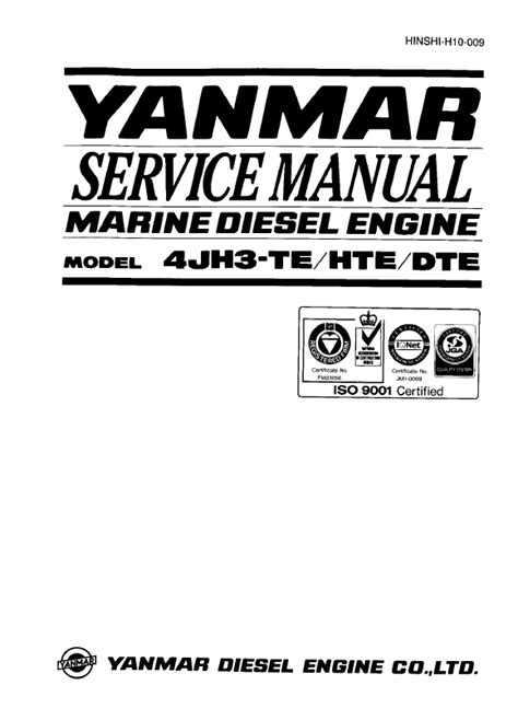 Yanmar Diesel Engine 4JH3-TE/HTE/DTE Service Manual PDF