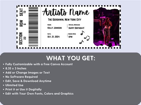 Editable Concert Ticket Template, DIY Event Ticket, Custom Concert ...