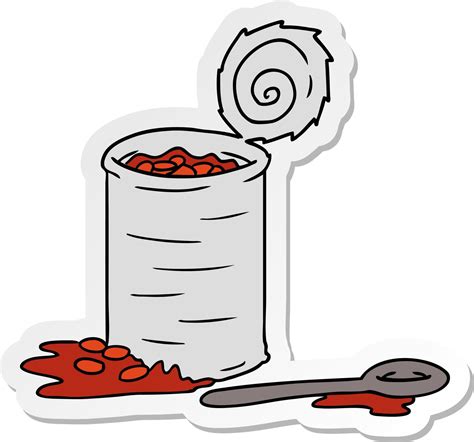 sticker cartoon doodle of an opened can of beans 10433981 Vector Art at Vecteezy