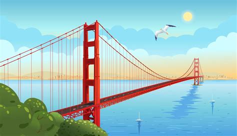 Golden Gate Bridge across the strait. San Francisco. Vector ...