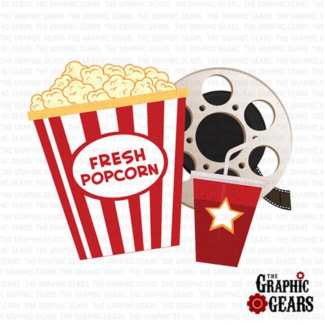 Movie night movie and popcorn clipart - WikiClipArt