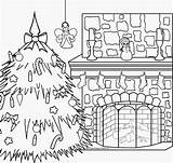Christmas Coloring Pages Stockings Fireplace sketch template