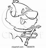 Cartoon Outline Gnome Bouncing On A Pogo Stick By toonaday 1808579 sketch template