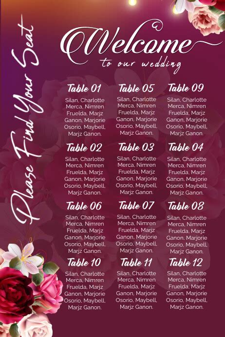 Floral Wedding seating Chart Template | PosterMyWall