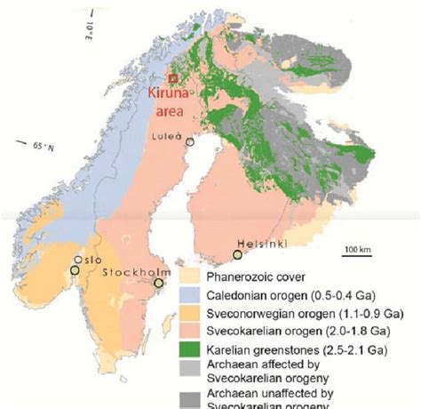 Geological overview of the Fennoscandian shield showing the main ...