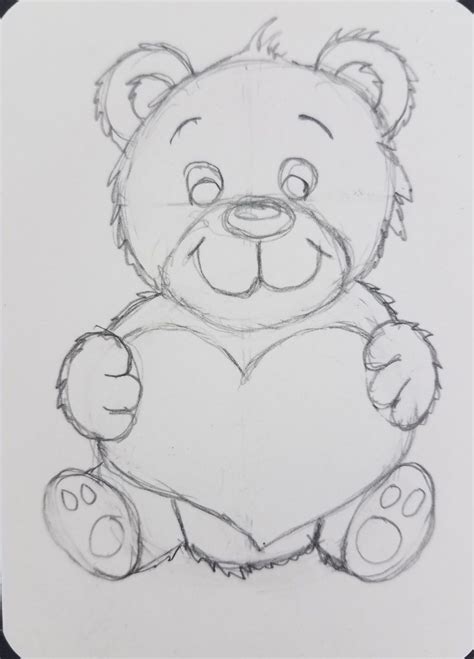 How to Draw a Teddy Bear with a Heart | Easy Step by Step - Art by Ro | Teddy bear drawing easy ...