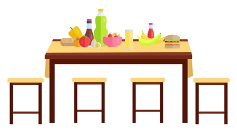 Dining Room Table Vector Hd Images, Wooden Table Dining Table Cartoon ...