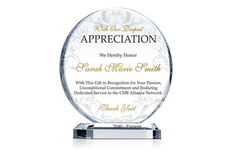 Circle Appreciation Gift Plaques - Crystal Central