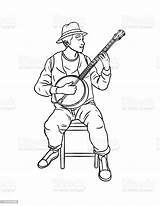 Banjoist Isolated Coloring Page For Kids Stock Illustration  Download sketch template