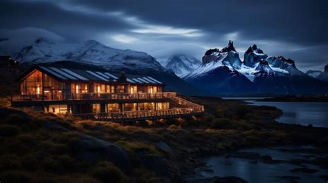 Premium AI Image | Night view of Torres del Paine Hotel