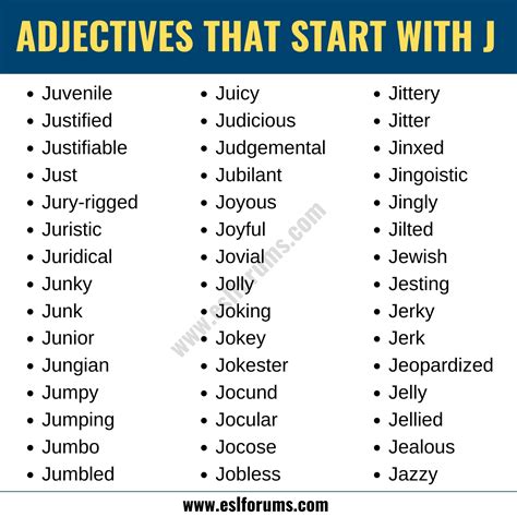 160 Nice Adjectives that Start with J in English - ESL Forums