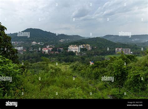 Beautiful view of Ponda City during monsoon season from Shankar Parvati ...