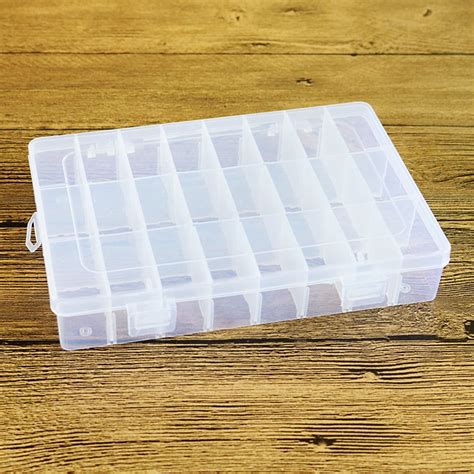 Hapeisy Plastic 24 Compartments Box Jewelry Beads Storage Container ...