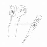 Vector Linear Coloring Thermometer Electronic Health Healthcare Stock  sketch template