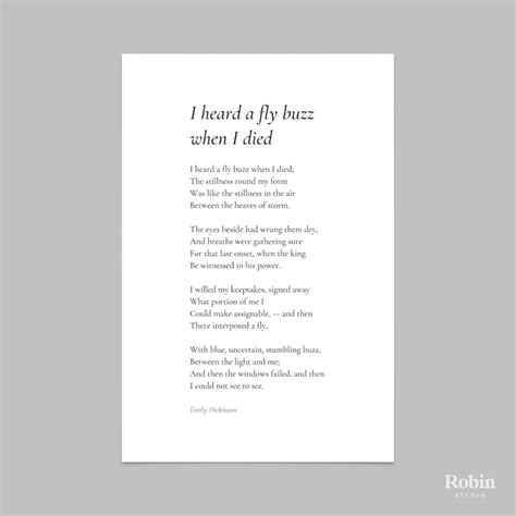 I Heard a Fly Buzz by Emily Dickinson Poem Print Poetry - Etsy