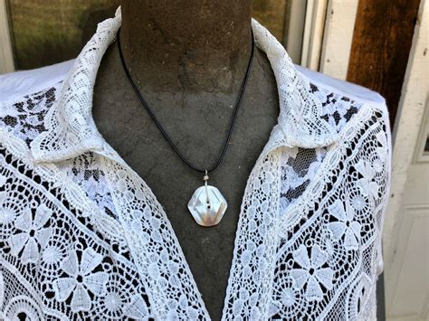 Vintage Mother of Pearl Pendant Necklace Hand Wired Rounded - Etsy