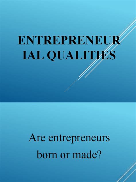 Entrepreneurial Qualities | PDF