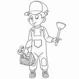 Premium Vector  Cute Happy plumber With Tools People Professions sketch template
