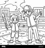 Baseball Boy And Coach Coloring Page For Kids Stock Vector Image & Art  sketch template