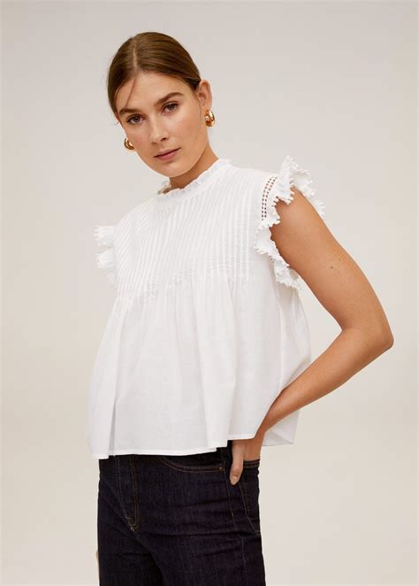 Plated combined blouse - Women | Mango United Kingdom in 2020 | Blouses ...