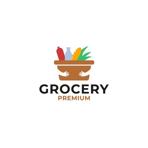 Creative Grocery Store Logo with A Shop Basket Design Concept Vector ...