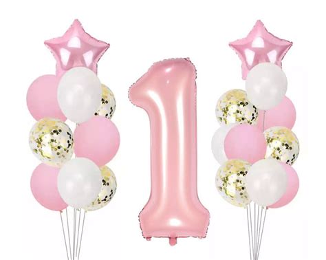 GIANT PINK Number 1 Balloons, Pink Party Balloons | Girl's 1st Birthday Party |Pink Balloon Cake ...