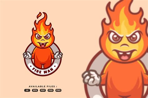 Fire Man Cartoon Logo Graphic by ajiwaluyo88 · Creative Fabrica