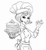 Girl Chef Cooking Pancakes Coloring Page  Free Printable sketch template