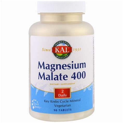 KAL Magnesium Malate 400 | Chelated with Malic Acid for Energy Production | Supports Healthy ...