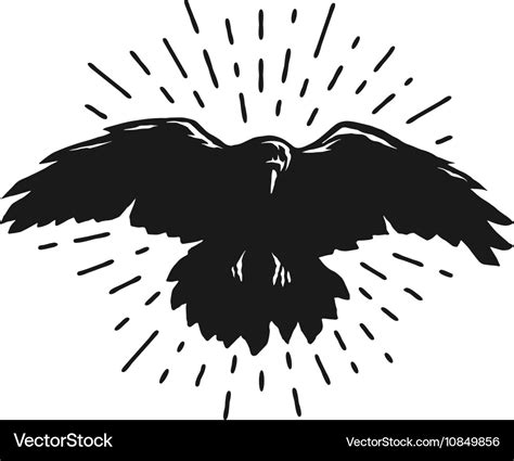 Flying crow silhouette Royalty Free Vector Image
