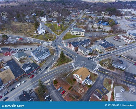 Chelmsford Town Center Aerial View, MA, USA Stock Photo - Image of area ...