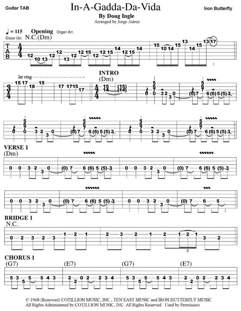 In-a-gadda-da-vida (arr. Jorge Juárez) by Iron Butterfly Sheet Music for Guitar Tab at Sheet ...