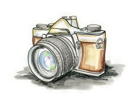 Hand drawn illustration of a photo camera on white background | Camera ...