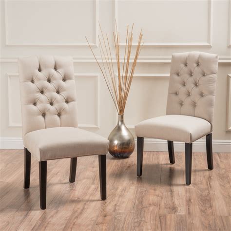 Noble House Carrize Contemporary Fabric Dining Chairs, Set of 2, Off ...