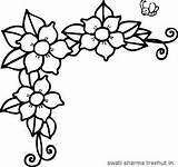 Flower Corner Borders Coloring Page Pages sketch template