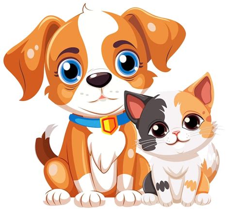 Free Vector | Cute dog and cat friend