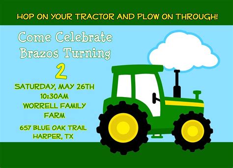 Tractor Birthday Invitation Tractor Invitation Green - vrogue.co