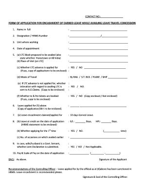 Earned Leave Form - Fill and Sign Printable Template Online